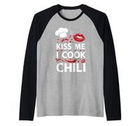 Diseño Divertido de Chef Kiss Me I Cook Chili Camiseta Manga Raglan
