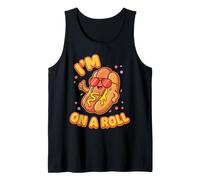 Diseño Divertido de Dibujos Animados de Juego de Palabras de Salchicha I'm On A Roll Camiseta sin Mangas