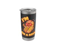 Diseño divertido de dibujos animados de juego de palabras de salchicha I'm On A Roll Vaso térmico de acero inoxidable de doble pared