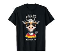 Diseño divertido de dibujos animados de vaca de Ashland, WI, EE. UU. Camiseta