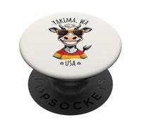Diseño divertido de dibujos animados de vaca de Yakima WA EE. UU. PopSockets PopGrip Adhesivo