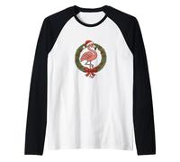 Diseño Divertido de Flamenco Rosa navideño Tropical Camiseta Manga Raglan