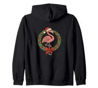 Diseño Divertido de Flamenco Rosa navideño Tropical Sudadera con Capucha