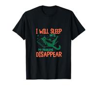 Diseño divertido de gato con texto en inglés "I Will Sleep Until My Problems Disappear" Camiseta