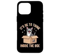 Diseño Divertido de Gato It's Ok to Think Inside The Box Carcasa para iPhone 16 Pro MAX