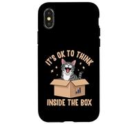 Diseño Divertido de Gato It's Ok to Think Inside The Box Carcasa para iPhone X/XS
