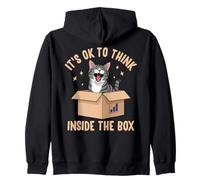 Diseño Divertido de Gato It's Ok to Think Inside The Box Sudadera con Capucha