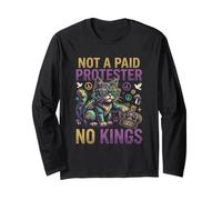 Diseño Divertido de Gato «Not A Paid Protester No Kings» Manga Larga