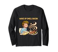 Diseño Divertido de Humor matutino para Despertar con Olor a Tocino Manga Larga