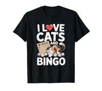 Diseño Divertido de I Love Cats and Bingo Camiseta gráfica económica