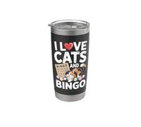 Diseño divertido de I Love Cats And Bingo Vaso térmico de acero inoxidable de doble pared