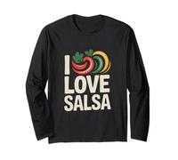 Diseño divertido de I Love Salsa Peppers Manga Larga