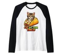 Diseño Divertido de Juego de Palabras con Comida para Gatos Cat Got Your Taco Camiseta Manga Raglan