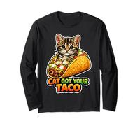 Diseño Divertido de Juego de Palabras con Comida para Gatos Cat Got Your Taco Manga Larga