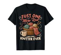 Diseño Divertido de Just One More Row para Amantes del Tejido Camiseta