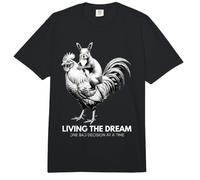Diseño Divertido de Living The Dream con Forma de Ardilla Montando Pollos Comfort Colors Adult Heavyweight T-Shirt