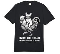 Diseño Divertido de Living The Dream con un Perro Montando Pollos Comfort Colors Adult Heavyweight T-Shirt