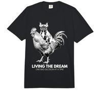 Diseño Divertido de Living The Dream con un Perro Montando Pollos Comfort Colors Adult Heavyweight T-Shirt
