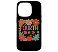 Diseño divertido de manzana floral de cuarto grado Carcasa para iPhone 14 Pro