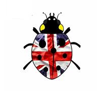 Diseño divertido de mariquita de 13 cm x 11,1 cm con motivo de bandera británica Union Jack del Reino Unido externo