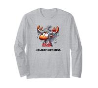 Diseño Divertido de oropel navideño con Forma de Alce navideño, de Holiday Hot Mess Manga Larga