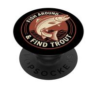 Diseño Divertido de Pesca de Pescado Alrededor y Encuentra truchas PopSockets PopGrip Adhesivo