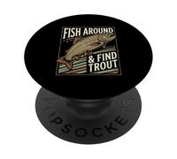 Diseño Divertido de Pesca de Pescado Alrededor y Encuentra truchas PopSockets PopGrip Adhesivo