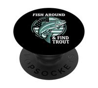 Diseño Divertido de Pesca de Pescado Alrededor y Encuentra truchas PopSockets PopGrip Adhesivo