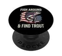 Diseño Divertido de Pesca de Pescado Alrededor y Encuentra truchas PopSockets PopGrip Adhesivo