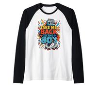 Diseño Divertido de Take Me Back to The 80's Throwback Camiseta Manga Raglan