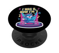 Diseño Divertido de Zorro de cumpleaños con Texto en inglés I Was 6 Now I'm 7 PopSockets PopGrip Adhesivo