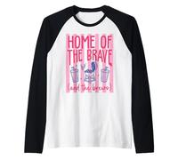 Diseño Divertido para Amantes de la Cerveza de Home of The Brave and The Brews Camiseta Manga Raglan
