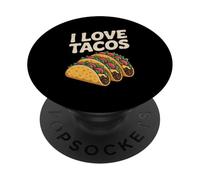 Diseño divertido para amantes de la comida I Love Tacos PopSockets PopGrip Adhesivo