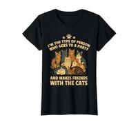 Diseño Divertido para Amantes de los Gatos I'm The Type Who Befriends Cats Camiseta gráfica económica, Mujer, Negro, L