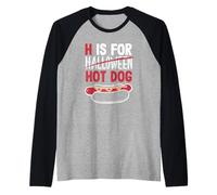 Diseño divertido para amantes de los perros calientes H Is For Hot Dog Camiseta Manga Raglan
