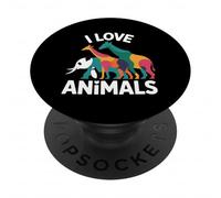 Diseño Divertido para entusiastas de la Vida Silvestre I Love Animals PopSockets PopGrip Adhesivo