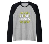 Diseño Divertido para entusiastas de Las Aceitunas I Love Olives Camiseta Manga Raglan