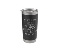 Diseño divertido para instructor de yoga con texto en inglés "Don't Hate, Meditate" Vaso térmico de acero inoxidable de doble pared