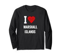 Diseño divertido retro I Love Islas Marshall con un corazón rojo Manga Larga