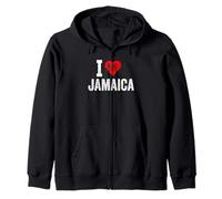 Diseño divertido retro I Love Jamaica con un corazón rojo Sudadera con Capucha