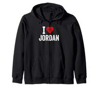 Diseño divertido retro I Love Jordan con un corazón rojo Sudadera con Capucha