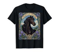 Diseño Ecuestre Art Nouveau de Morgan Horse Camiseta gráfica económica, Hombre, Negro, L