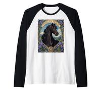 Diseño Ecuestre Art Nouveau de Morgan Horse Camiseta Manga Raglan