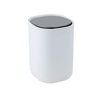 Diseño elegante: gracias a la combinación de plástico blanco y acero inoxidable, este pequeño cubo con tapa abatible se integra discretamente en el ambiente del hogar