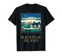 Diseño emblemático de Viaje Vintage de Mackinac Island Michigan Camiseta