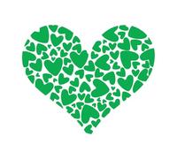 Diseño en forma de corazón lleno de corazones más pequeños sobre un fondo suave y perfecto. Pegatinas de pared 41x49.8cm Removible sin dejar pegamento Verde