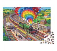 Diseño en Miniatura del ferrocarril de Vapor del Patrimonio Puzzle De Madera Impermeable DIY Puzzles De 1000 Piezas Regalos para Adultos Desafiante Y Estimulante Rompecabezas Decoración del Hogar