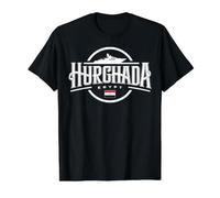 Diseño Entusiasta de los Viajes de la Ciudad de Hurghada Egipto Camiseta gráfica económica, Hombre, Negro, XL