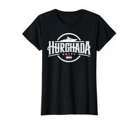 Diseño Entusiasta de los Viajes de la Ciudad de Hurghada Egipto Camiseta gráfica económica, Mujer, Negro, S