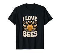 Diseño Entusiasta del Panal de Abejas I Love Bees Camiseta gráfica económica, Hombre, Negro, S